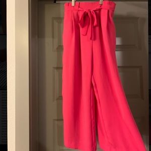 Hot Pink Zara Cropped Wide Leg Pants